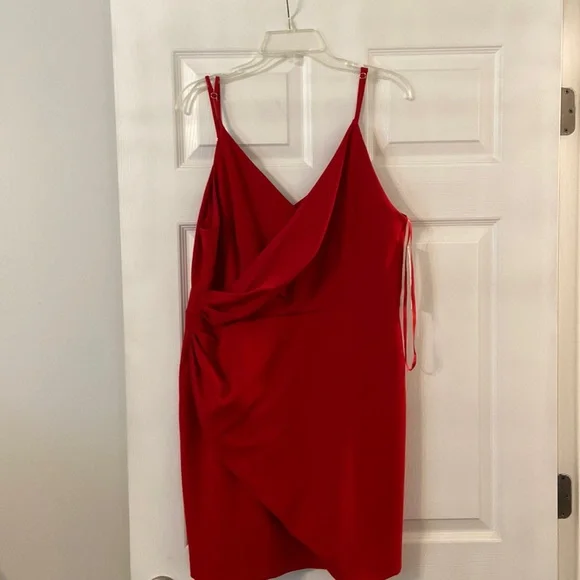 strapless open back dress Calvin Klein Scuba Crepe Trapeze Dress with Neck Tie  Strawburry17